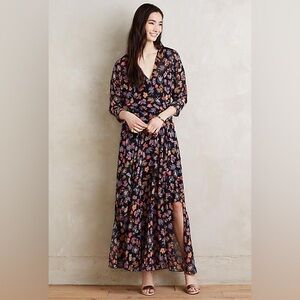 Anthropologie HD in Paris Varina Boho Romantic Floral Chiffon Maxi Dress NWT 8